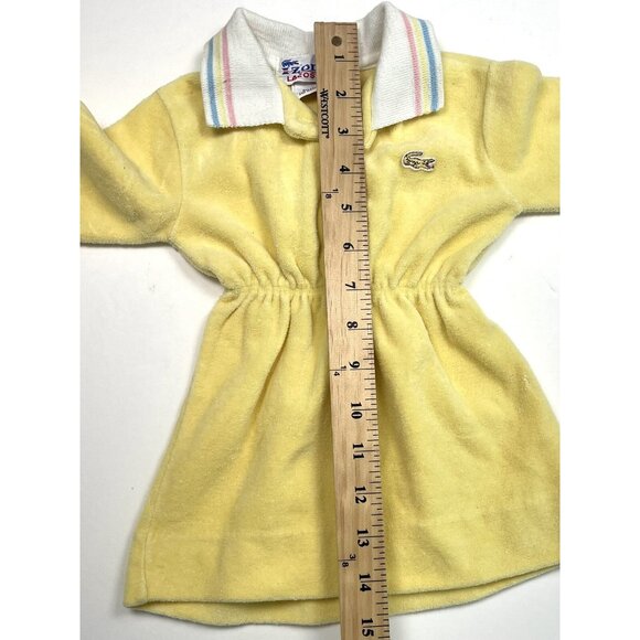 VTG 80s IZOD Lacoste Intant 18mos Yellow Terry Cloth L/S Collared DRESS EUC - Picture 6 of 8